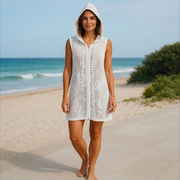 Ana White Hoodie Swimsuit Cover Up Full Zip Size S - Picture 2 of 11